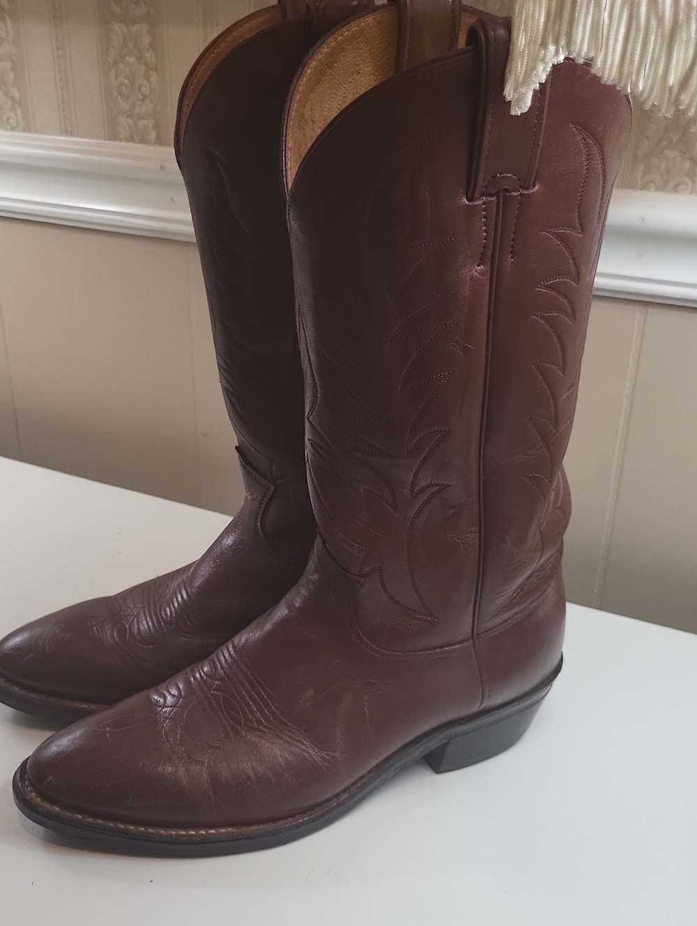 Men's Brown Western Leather Pull-On Boots